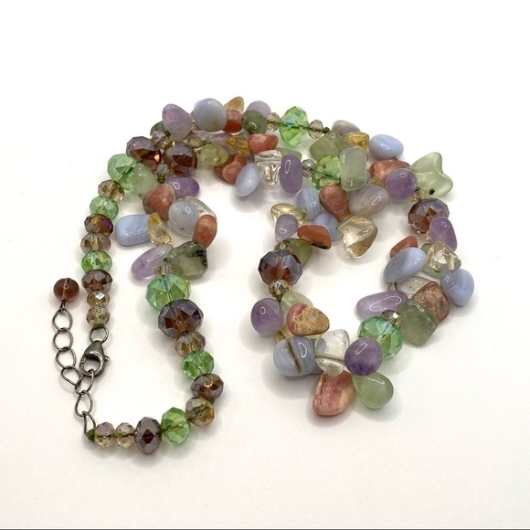 Necklace Natural Stones and Faceted Glass Crystal Beads Sterling Silver … - Picture 7 of 13